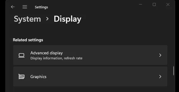 Windows 11 Advanced Display Settings