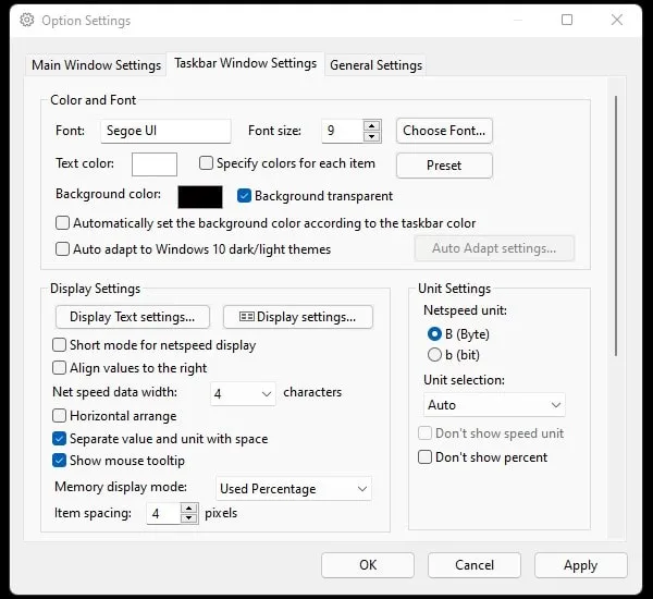 Windows 11 Traffic Monitor Settings