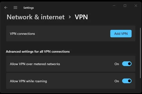 Windows 11 VPN Settings