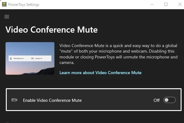 Disable Video Conference Mute in PowerToys to fix Zoom App Crash