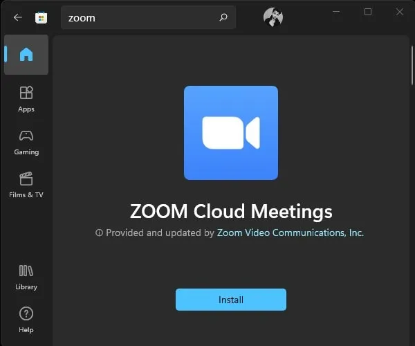 Install Zoom Meetings App from Microsoft Store on Windows 11