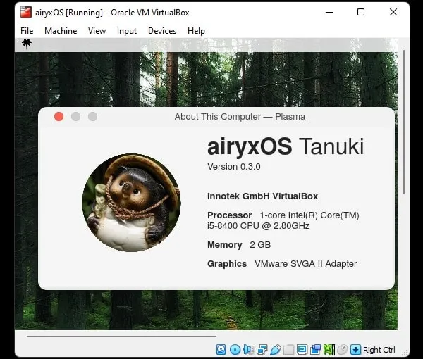 Install airyxOS Tanuki on VirtualBox