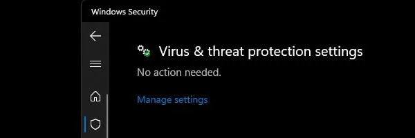 Manage Virus and threat protection settings