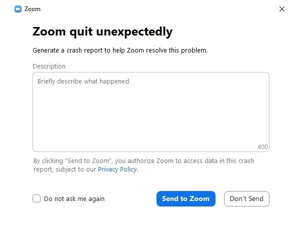 Zoom Quit Unexpectedly  Windows 11