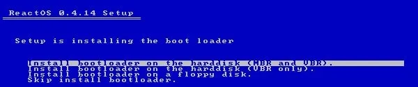 Install bootloader on the hard disk for ReactOS