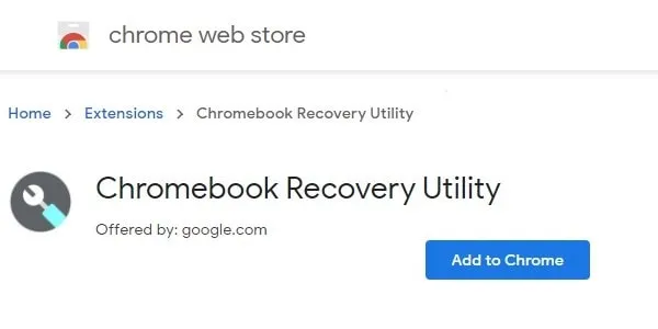 Add Chromebook Recovery Utility Extension to Chrome