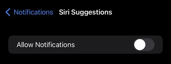 Disable Siri Suggestion Notifications 
