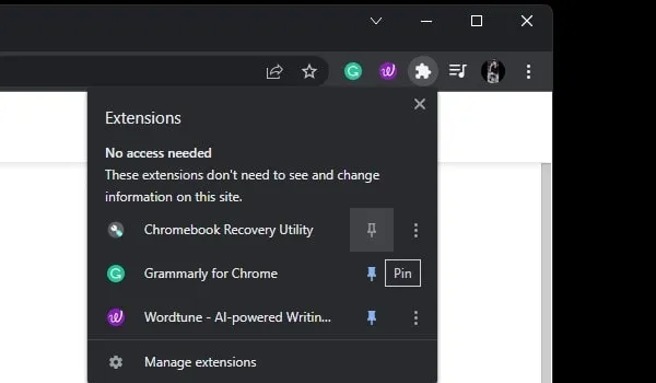 Pin Chromebook Recovery Utility to Chrome