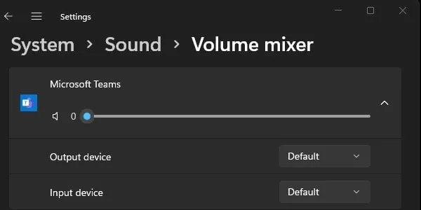 Turn Off or Mute Teams Meeting using Volume Mixer