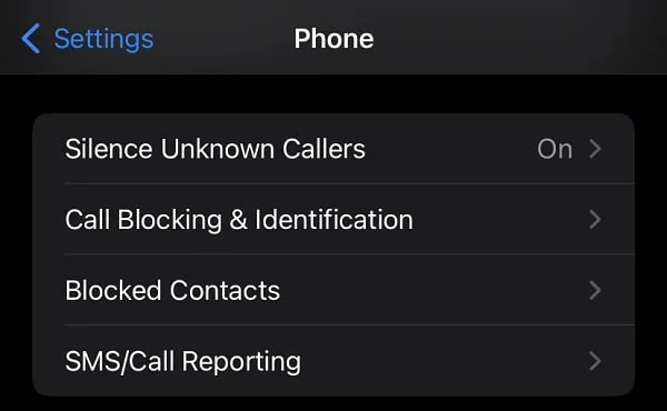 iPhone Silence Unknown Callers Enabled