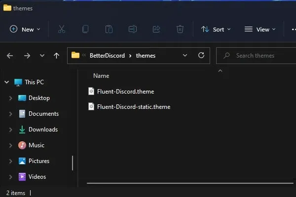 Move Discord Themes in Themes folder to Install