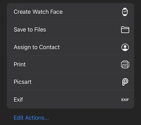 Tap on Exif to remove metadata using Photos App