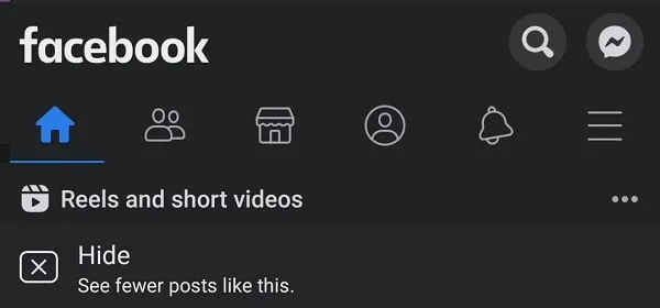 Hide Reels and short videos content from Facebook Feed