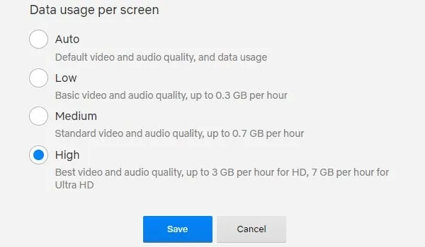 Change Video Resolution in Netflix High Quality