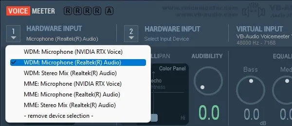Select Microphone in Hardware Input