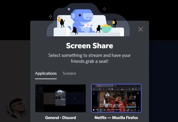 Select Netflix Mozilla Firefox to Stream on Discord