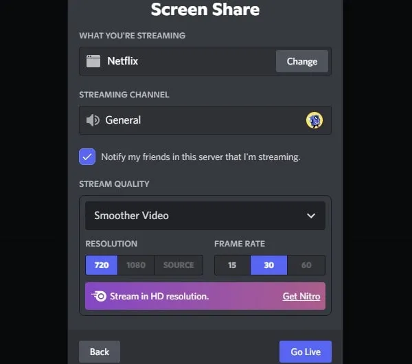 Start Netflix Movie or TV Show Streaming on Discord