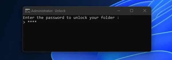 Enter Password to Unlock the Folder