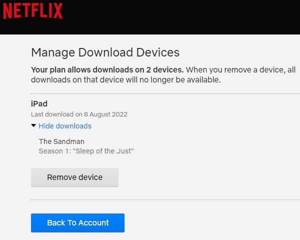 Netflix Remove Device