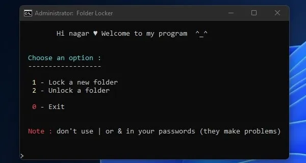 Password Protect a new folder using Batch File