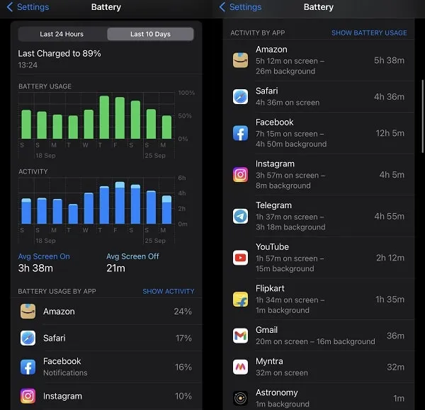 Check Battery Usage by App