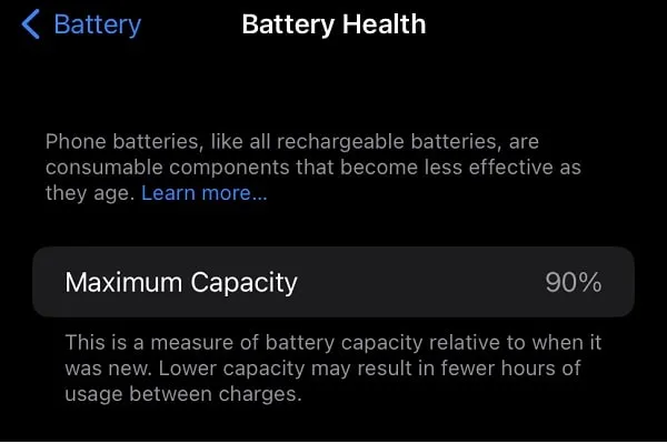 Check iPhone Battery Health for Battery Draining