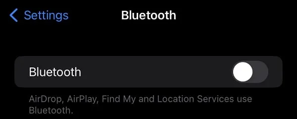 Disable iPhone Bluetooth to fix iOS 16 Battery Drain