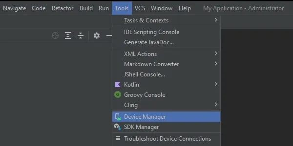 Open Device Manager in Android Studio