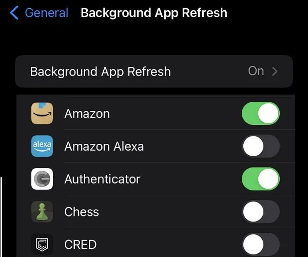 Turn Off Background App Refresh for Selective