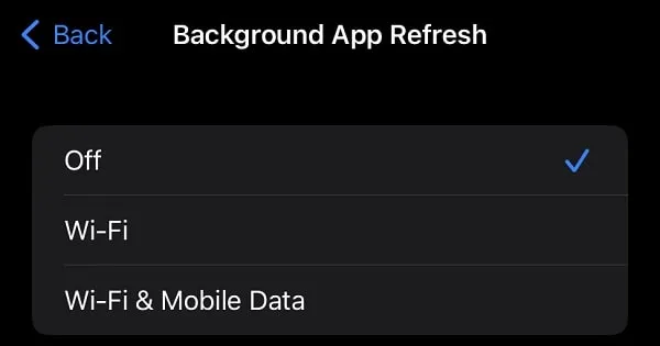 Turn Off Background App Refresh