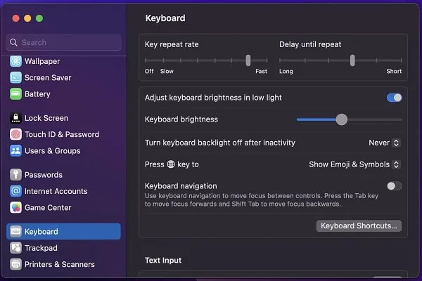 Adjust Keyboard Brightness in low light