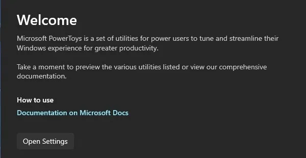 Open Microsoft PowerToys Settings