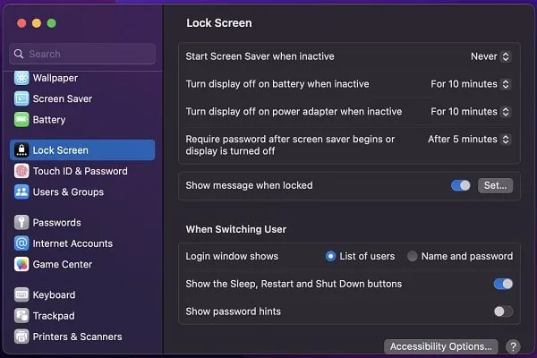 Show Message when locked on macOS