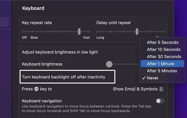 Turn Keyboard Backlight off after inactivity