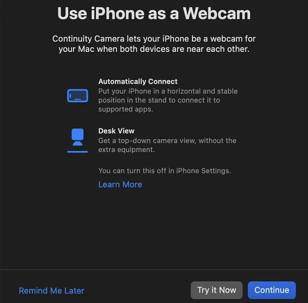 Automatically Connect and Use iPhone as a Webcam