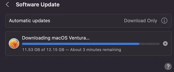 Downloading macOS Ventura