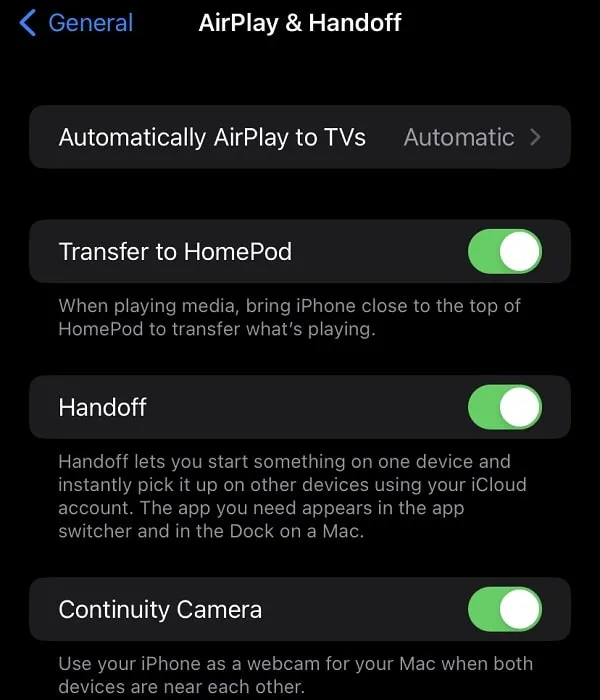 Enable Continuity Camera on iPhone