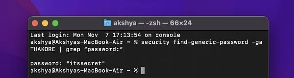 Find WiFi Password on macOS using Terminal Command