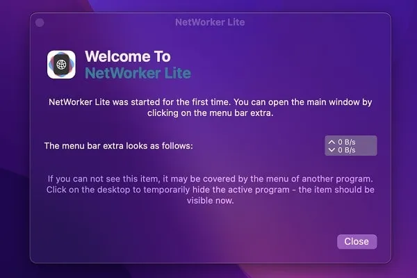 NetWorker Lite add network monitor in macOS Menu Bar