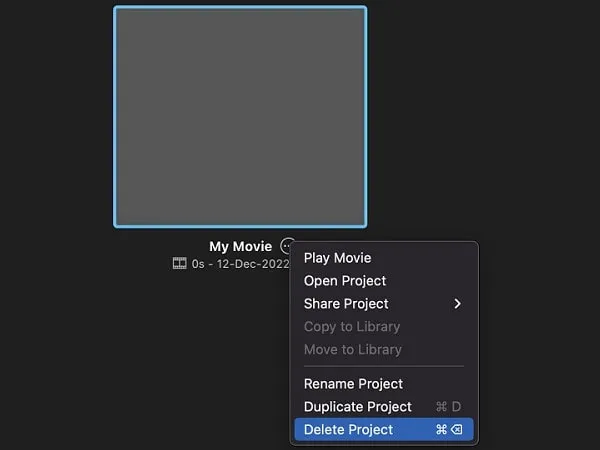 Delete iMovie Project after Converting MOV to MP4