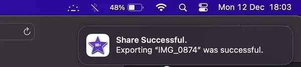 Exporting Successful of MP4 File
