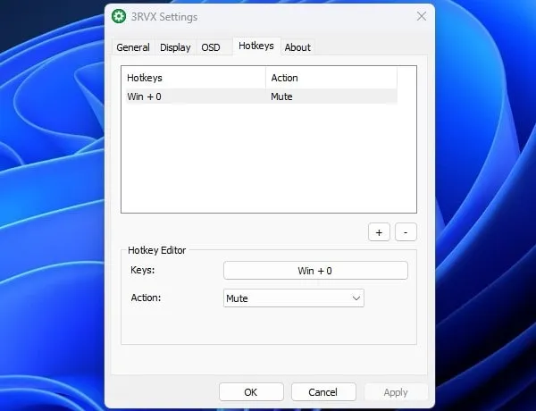 Create a Keyboard Shortcut to Mute System Volume 3RVX