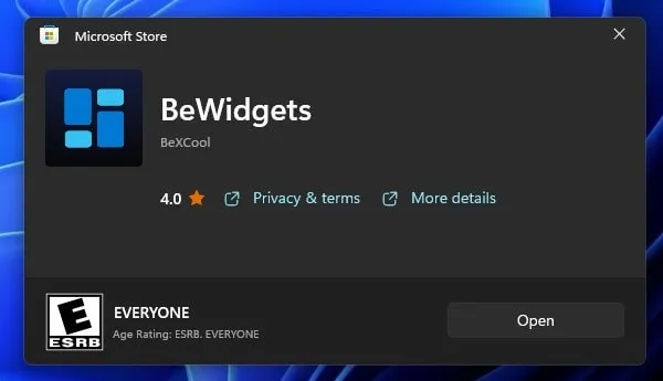 Open BeWidgets App