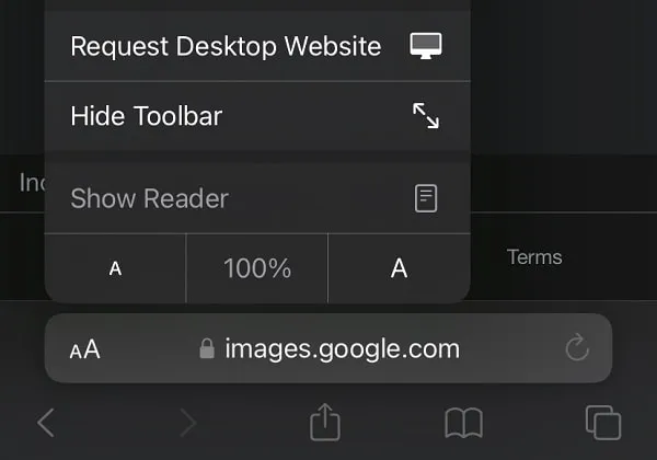 Request Desktop Website in Safari Web Browser