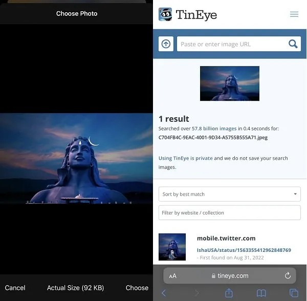 TinEye Select and Search for Image
