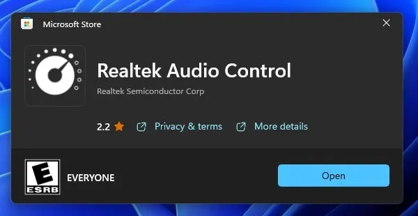 Install Realtek Audio Control App