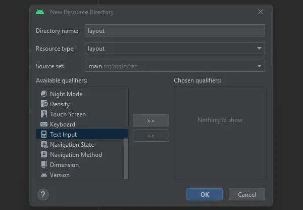Select Layout in Resources Type