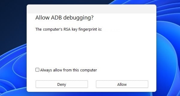 Allow USB Debugging to Install App