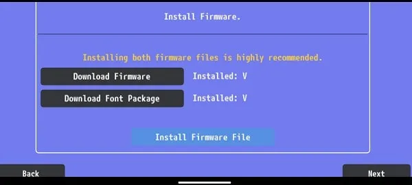 Firmware and Font Package Installed