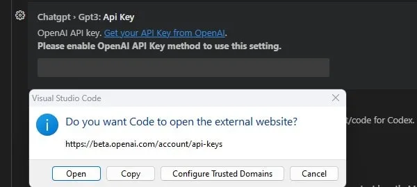 Get API Key from OpenAI for ChatGPT Extension
